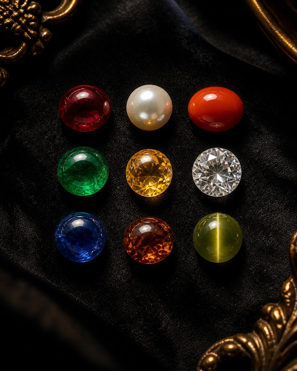 Traditional Navaratna nine-gem arrangement
