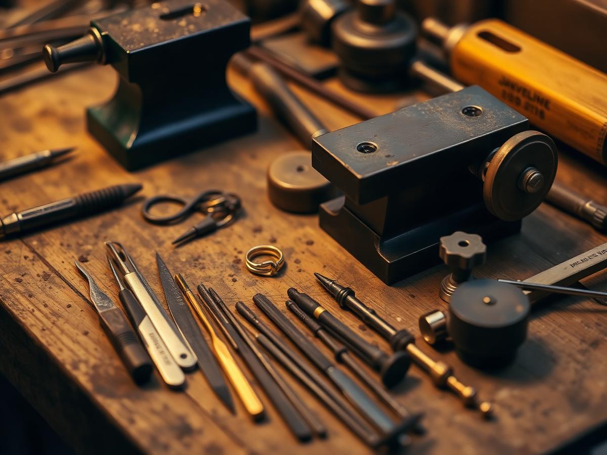 Goldsmith tools on workbench